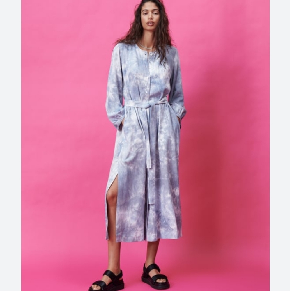 Zara Blue Tie-Dye Maxi Dress